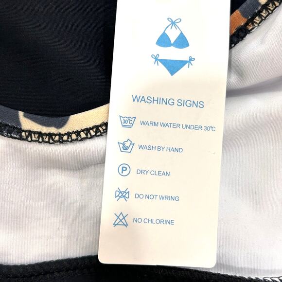 Beachsissi Black Tan Leopard Print Front Knot Bathing Suit Tank Top - Picture 6 of 6